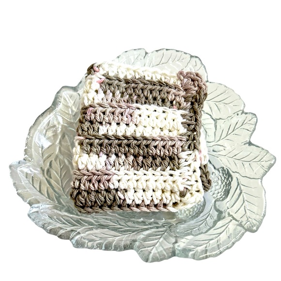 HAND CRAFTED Crocheted Colorful Gray 100% Cotton All Purpose Wash or Dish Cloth - Picture 3 of 7